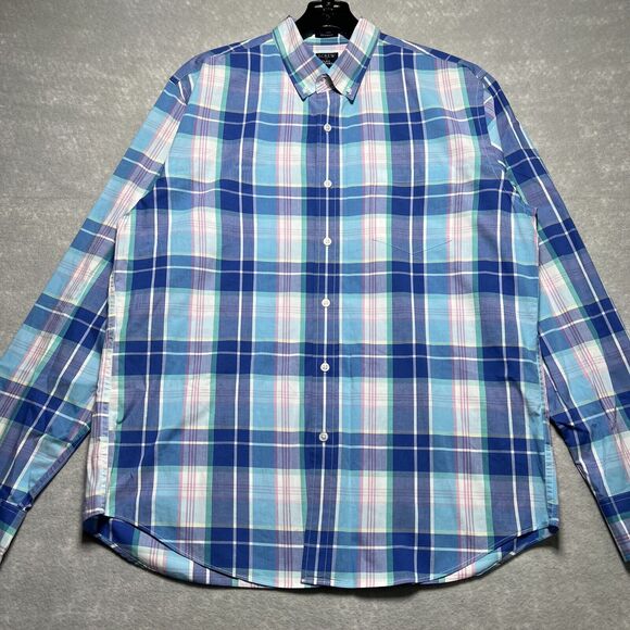 J Crew Flexed Washed Classic Plaid Button Down Shirt Men’s Size: L - Picture 2 of 9